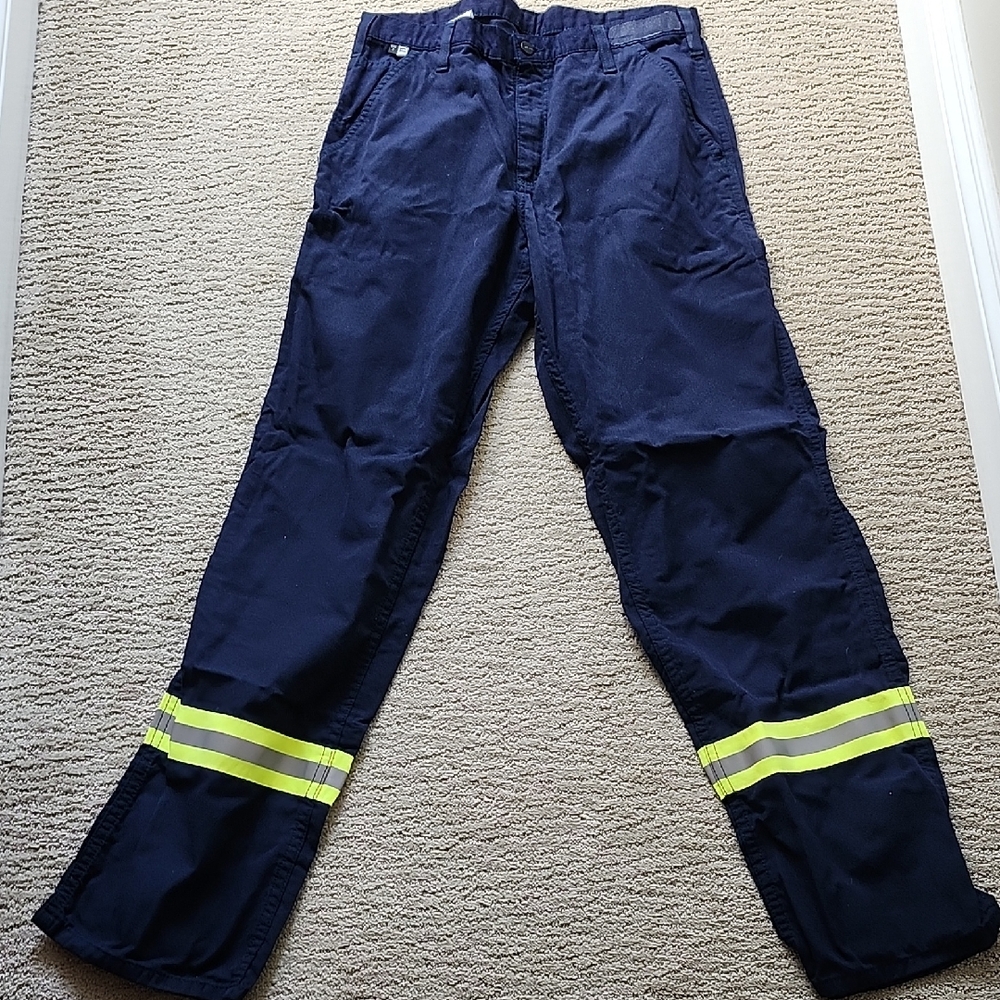 Carhartt Men's Navy Cargo Pants with Yellow Stripes